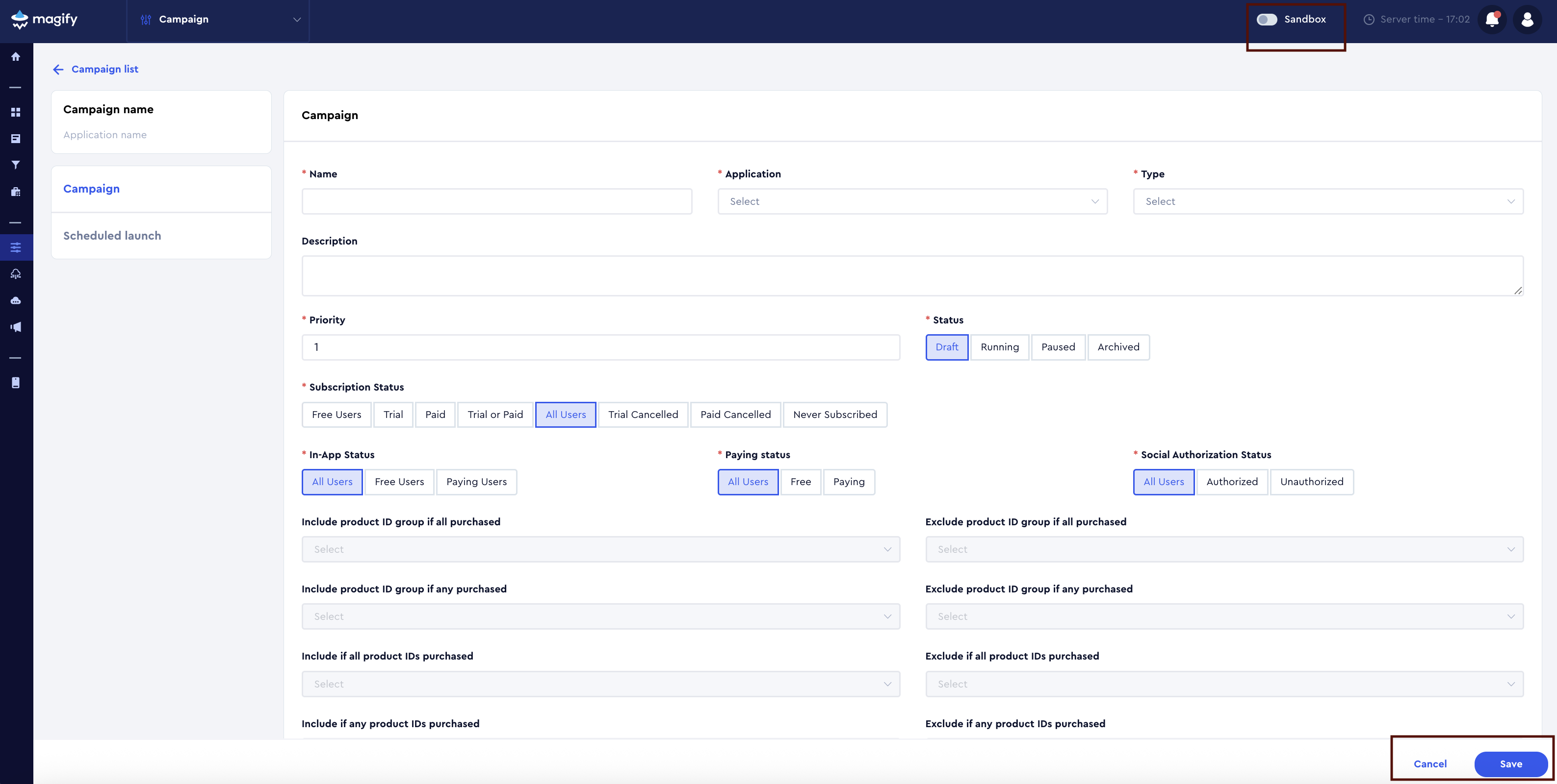 Production campaign example