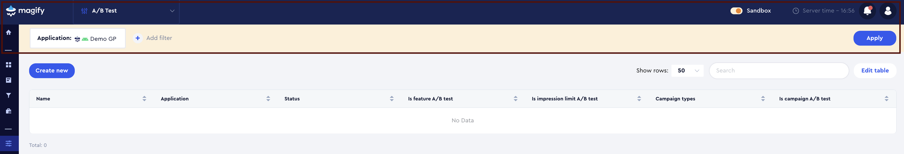 Sandbox mode enabled